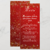 Gouden Sneeuwvlokken Rode Kerst Diner Menu (Voorkant / Achterkant)