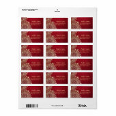 Gouden Sneeuwvlokken Rode Kerstmis Adreslabel Etiket (Full Sheet)