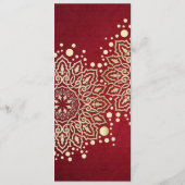 Gouden Sneeuwvlokken Rode Kerstmis Bruiloft Menu (Achterkant)