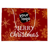 Gouden Sneeuwvlokken Rode Kerstmis Custom Logo Groot Cadeauzakje (Achterkant)