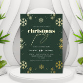 Gouden Sneeuwvlokken & Script Zakelijk Kerstfeest Folie Uitnodiging