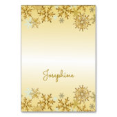 Gouden Sneeuwvlokken Tented Christmas Place Cards Kaart (Voorkant)