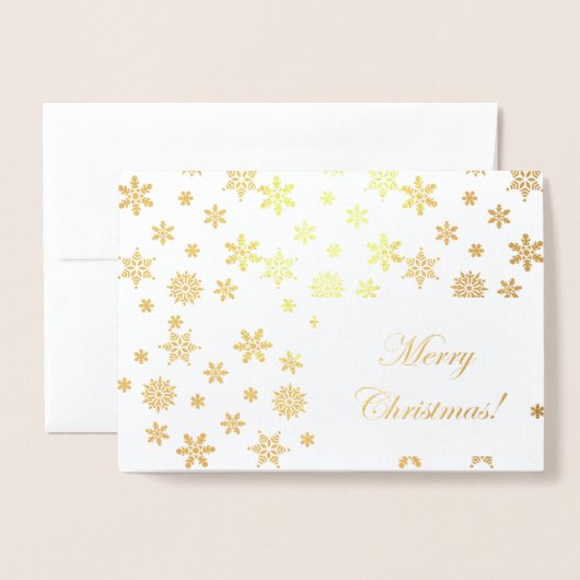 Gouden sneeuwvlokken Vrolijk kerstfeest! Folie Kaarten (Voorkant met envelop)