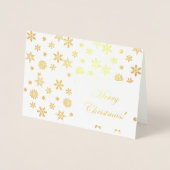 Gouden sneeuwvlokken Vrolijk kerstfeest! Folie Kaarten (Voorkant)