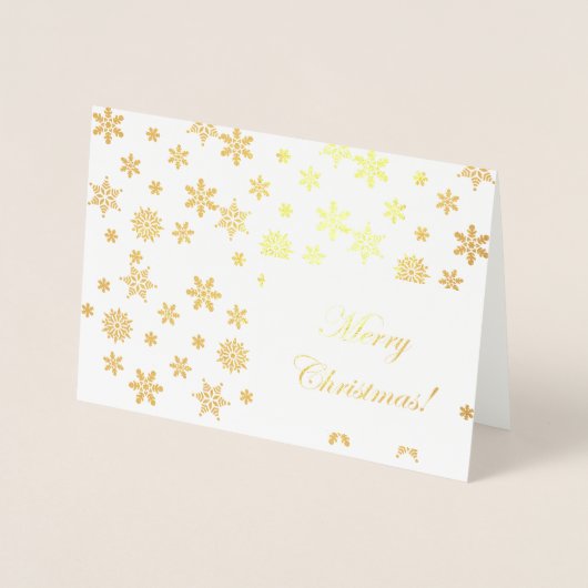 Gouden sneeuwvlokken Vrolijk kerstfeest! Folie Kaarten (Voorkant)