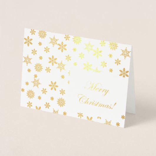 Gouden sneeuwvlokken Vrolijk kerstfeest! Folie Kaarten (Voorkant)