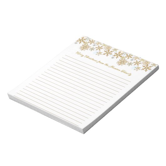 Gouden Sneeuwvlokken Vrolijke Kerstmis Lined Notitieblok (Linkerzijde)