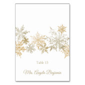 Gouden Sneeuwvlokken Winter Bruiloft Elegante Plaa Kaart (Voorkant)