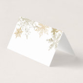 Gouden Sneeuwvlokken Winter Bruiloft Elegante Plaa Visitekaartje (Achterkant)