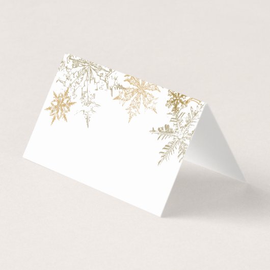 Gouden Sneeuwvlokken Winter Bruiloft Elegante Plaa Visitekaartje (Achterkant)