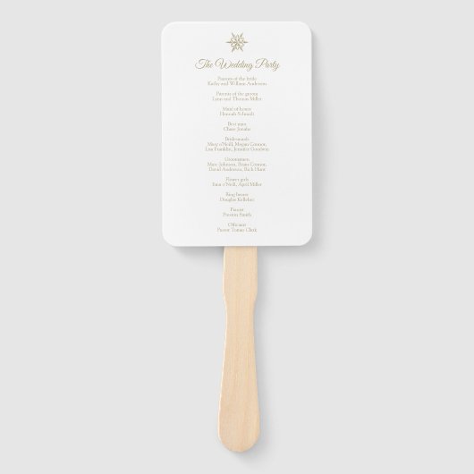 Gouden Sneeuwvlokken Winter Bruiloft Kerstmis Prog Handwaaier (Voorkant)