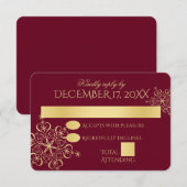 Gouden Sneeuwvlokken Winter Bruiloft Reactie Kaart (Voorkant / Achterkant)