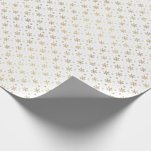  Gouden Sneeuwvlokken Wit Kerstmis Cadeaupapier (Hoek)