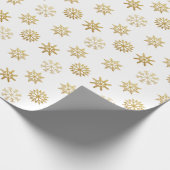 Gouden Sneeuwvlokken Wit Ornament Inpakpapier (Hoek)