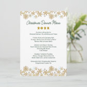 Gouden Sneeuwvlokken Witte Kerst Diner Menu (Staand voorkant)