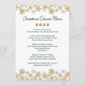 Gouden Sneeuwvlokken Witte Kerst Diner Menu (Voorkant)