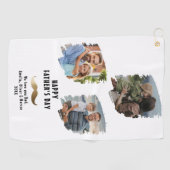 Gouden snor Happy Vaderdag 3 Foto Golfhanddoek (Horizontaal)