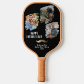 Gouden snor Happy Vaderdag 3 Foto Pickleball Paddle (Achterkant)
