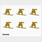 Gouden Snowboard Sticker (Vel)