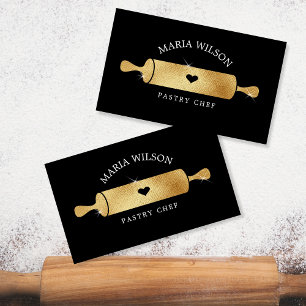 Gouden Social Media Iconen Gebak Chef Rolling Pin Visitekaartje