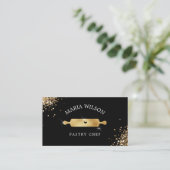 Gouden Social Media Iconen Gebak Chef Rolling Pin Visitekaartje (Staand voorkant)