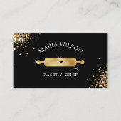 Gouden Social Media Iconen Gebak Chef Rolling Pin Visitekaartje (Voorkant)