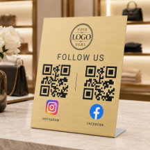 Gouden socialemediacode QR-tableaudisplay