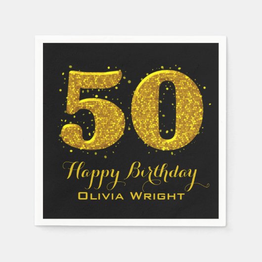Gouden Sparkle 50e viering Servetten (Voorkant)