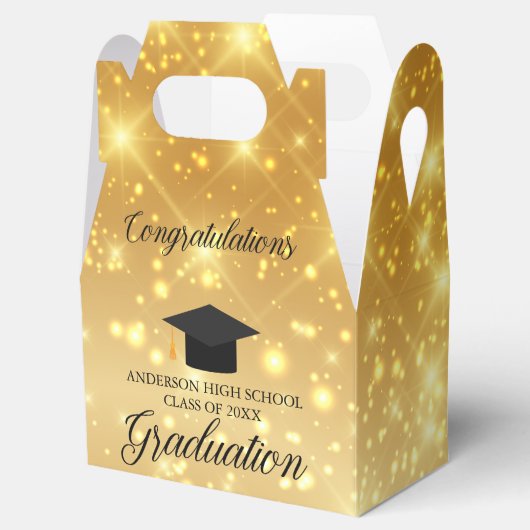 Gouden Sparkle Afstuderen Chic Custom 2024 Party Bedankdoosjes (Geopend)