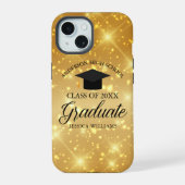 Gouden Sparkle Afstuderen Chic Custom 2025 Afstude iPhone 15 Case (Achterkant)