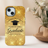 Gouden Sparkle Afstuderen Chic Custom 2025 Afstude iPhone 15 Case