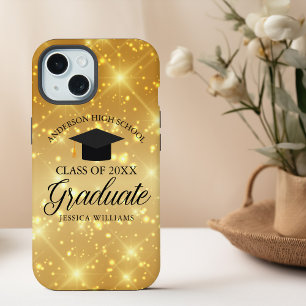 Gouden Sparkle Afstuderen Chic Custom 2025 Afstude iPhone 15 Case