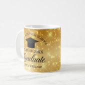 Gouden Sparkle Afstuderen Chique Gepersonaliseerde Koffiemok (Voorkant links)