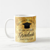 Gouden Sparkle Afstuderen Chique Gepersonaliseerde Koffiemok (Links)