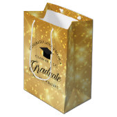 Gouden Sparkle Afstuderen Custom Chic 2025 Afstude Medium Cadeauzakje (Voorkant Gekanteld)