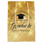 Gouden Sparkle Afstuderen Custom Chic 2025 Afstude Medium Cadeauzakje (Achterkant)