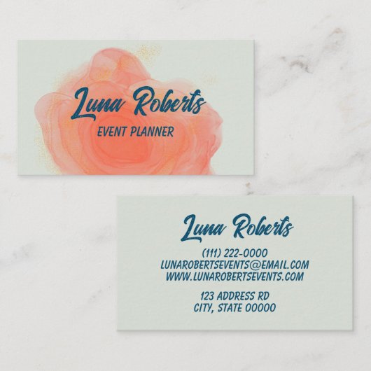 Gouden Sparkle Alcohol Ink Visitekaartje (Voorkant / Achterkant)