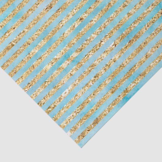  gouden Sparkle Aqua Waterverf Stripes Tissuepapier (Detail)