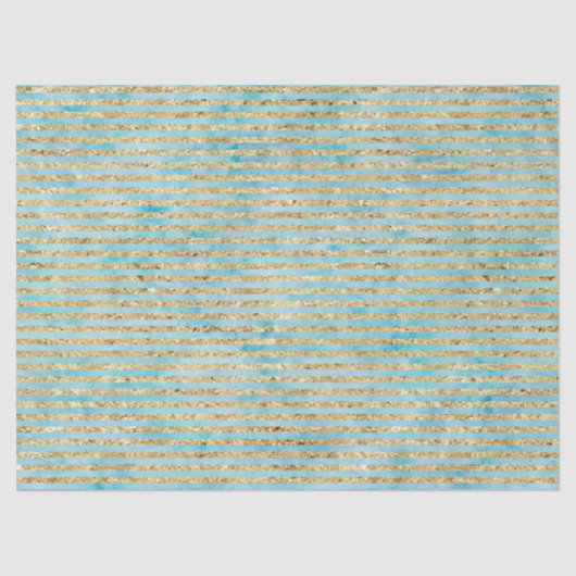  gouden Sparkle Aqua Waterverf Stripes Tissuepapier (Voorkant)