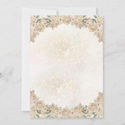 Gouden Sparkle Bloemen Prinses Quinceañera Verjaar Save The Date (Achterkant)