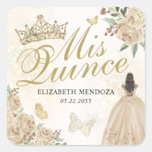 Gouden Sparkle Bloemen Prinses Quinceañera Verjaar