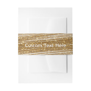 Gouden Sparkle Brushed Faux Glitter & White Glam Uitnodigingen Wikkel