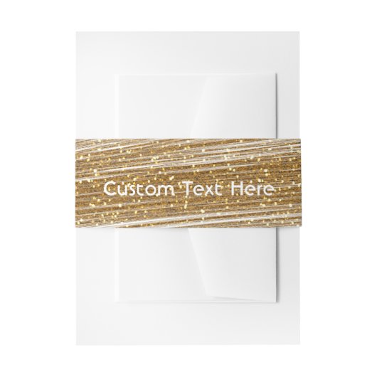 Gouden Sparkle Brushed Faux Glitter & White Glam Uitnodigingen Wikkel (Voorkant Voorbeeld)
