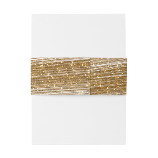 Gouden Sparkle Brushed Faux Glitter & White Glam Uitnodigingen Wikkel (Achterkant Voorbeeld)
