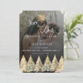 Gouden Sparkle Christmas Wedding Save the Date Kaart (Staand voorkant)