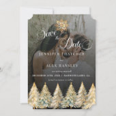 Gouden Sparkle Christmas Wedding Save the Date Kaart (Voorkant)