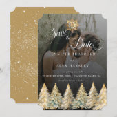 Gouden Sparkle Christmas Wedding Save the Date Kaart (Voorkant / Achterkant)