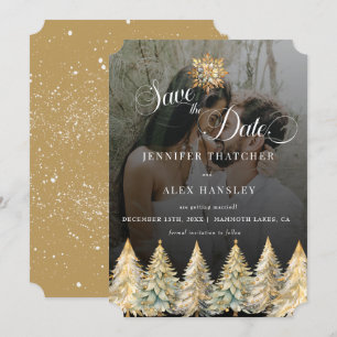 Gouden Sparkle Christmas Wedding Save the Date Kaart