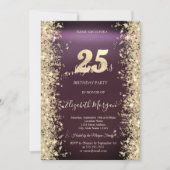 Gouden Sparkle Diamonds Bourgogne 25e verjaardag Kaart (Voorkant)