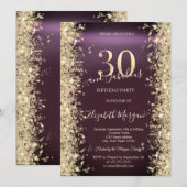 Gouden Sparkle Diamonds Bourgogne 30e verjaardag Kaart (Voorkant / Achterkant)